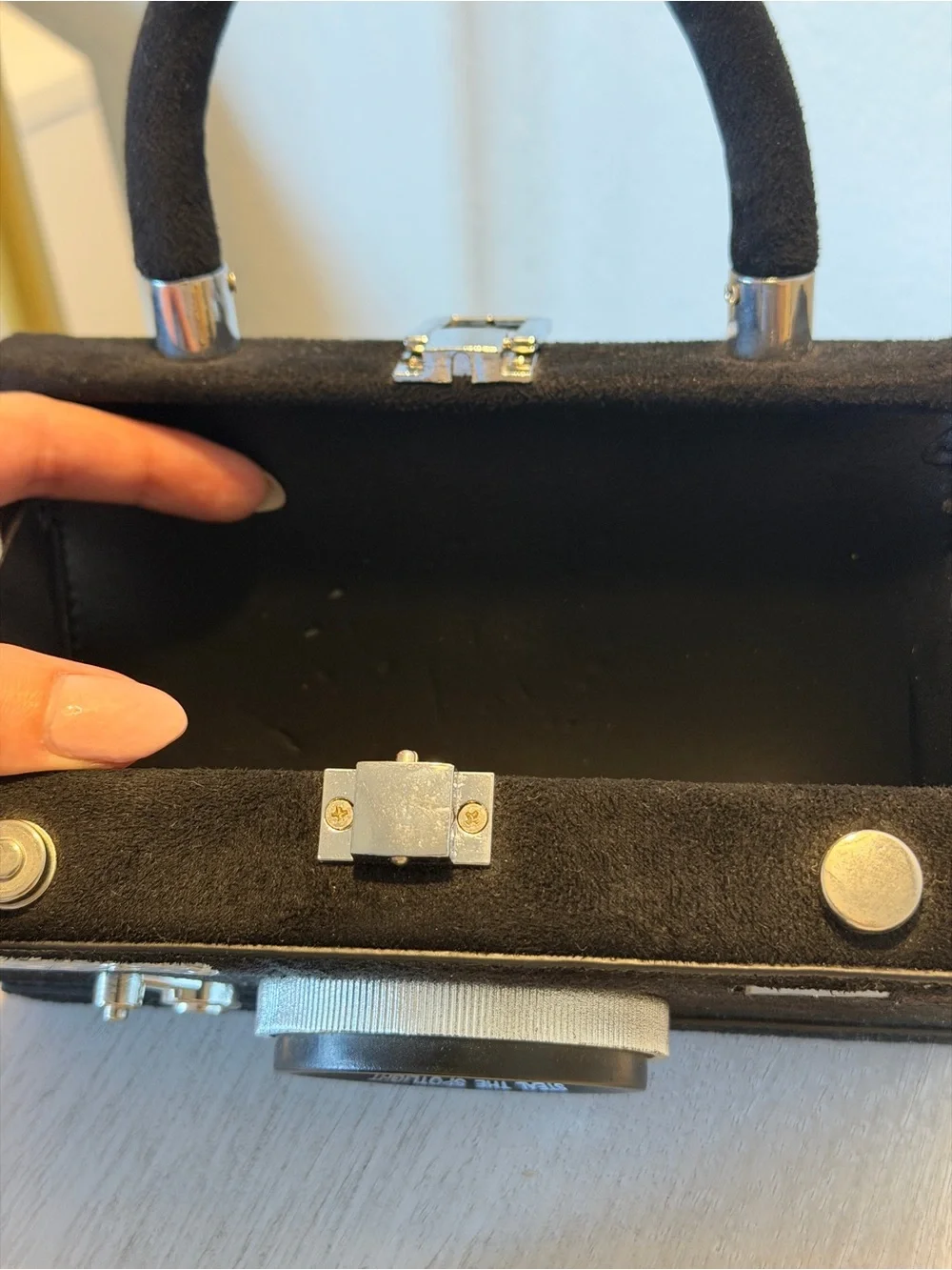 Black Camera-Shaped Crossbody Bag with Removable Strap